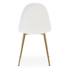 Lot de 4 chaises en tissu bouclette blanc matelassées Atona