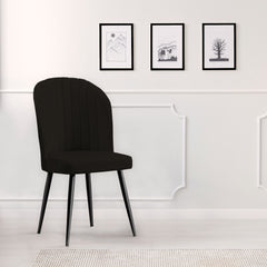 Lot de 2 chaises matelassées coutures verticales Louvenda Velours Noir