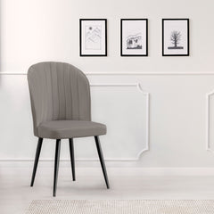 Lot de 2 chaises matelassées coutures verticales Louvenda Velours Taupe