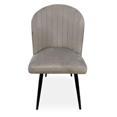 Lot de 2 chaises matelassées coutures verticales Louvenda Velours Taupe