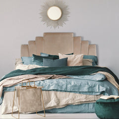 Tête de lit en velours Avera taupe 140 cm