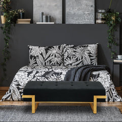 Banquette Istanbul Velours Noir Pieds Or