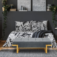Banquette Istanbul Velours Argent Pieds Or