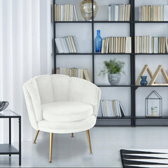 Fauteuil arrondi Brenda Velours Blanc