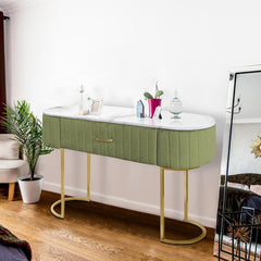 Coiffeuse avec tiroir en velours kaki