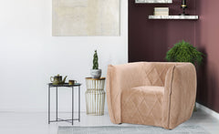 Fauteuil moderne revêtement matelassé Losania Velours Taupe clair