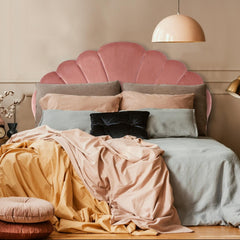 Tête de lit 160 cm en velours rose coquillage