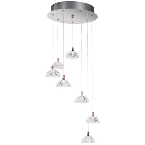 Suspension type cascade inox 7 lumières Gauss