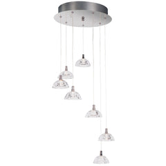 Suspension type cascade inox 7 lumières Gauss