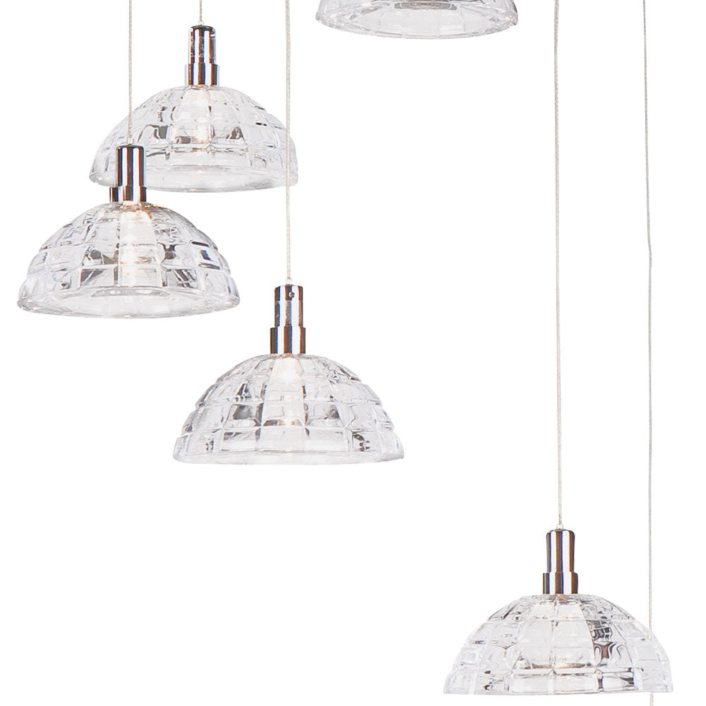 Suspension type cascade inox 7 lumières Gauss