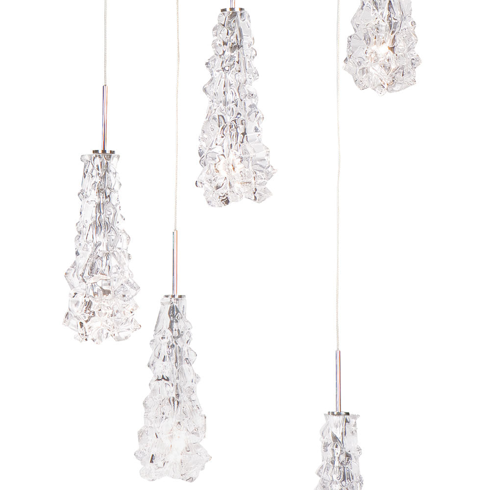 Suspension type cascade verre 5 lumières Camara
