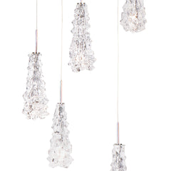 Suspension type cascade verre 5 lumières Camara