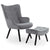 Fauteuil scandinave et pouf Lylou en velours gris