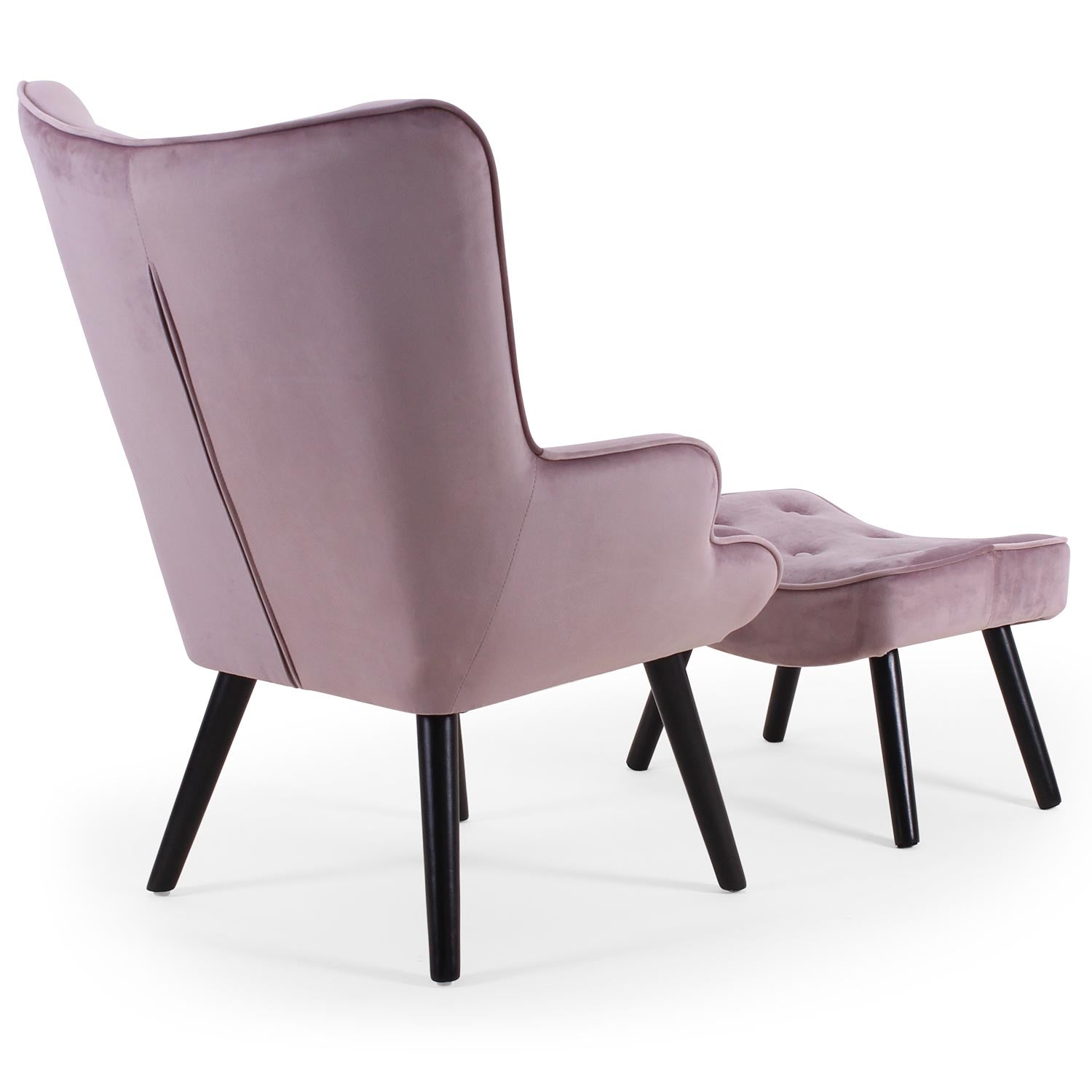 Fauteuil scandinave + pouf Lylou Velours Rose