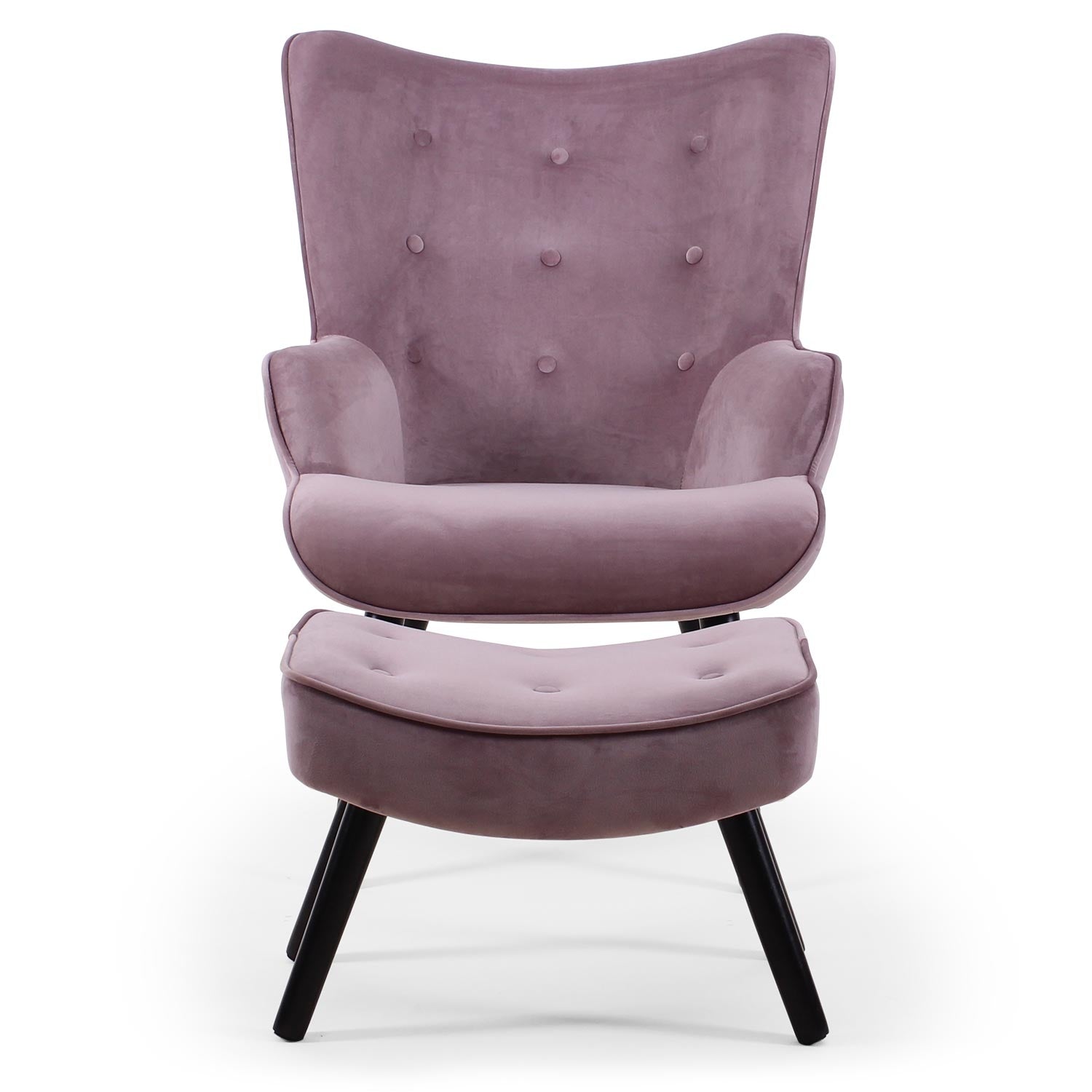 Fauteuil scandinave + pouf Lylou Velours Rose