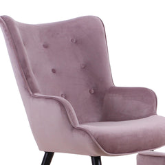 Fauteuil scandinave + pouf Lylou Velours Rose