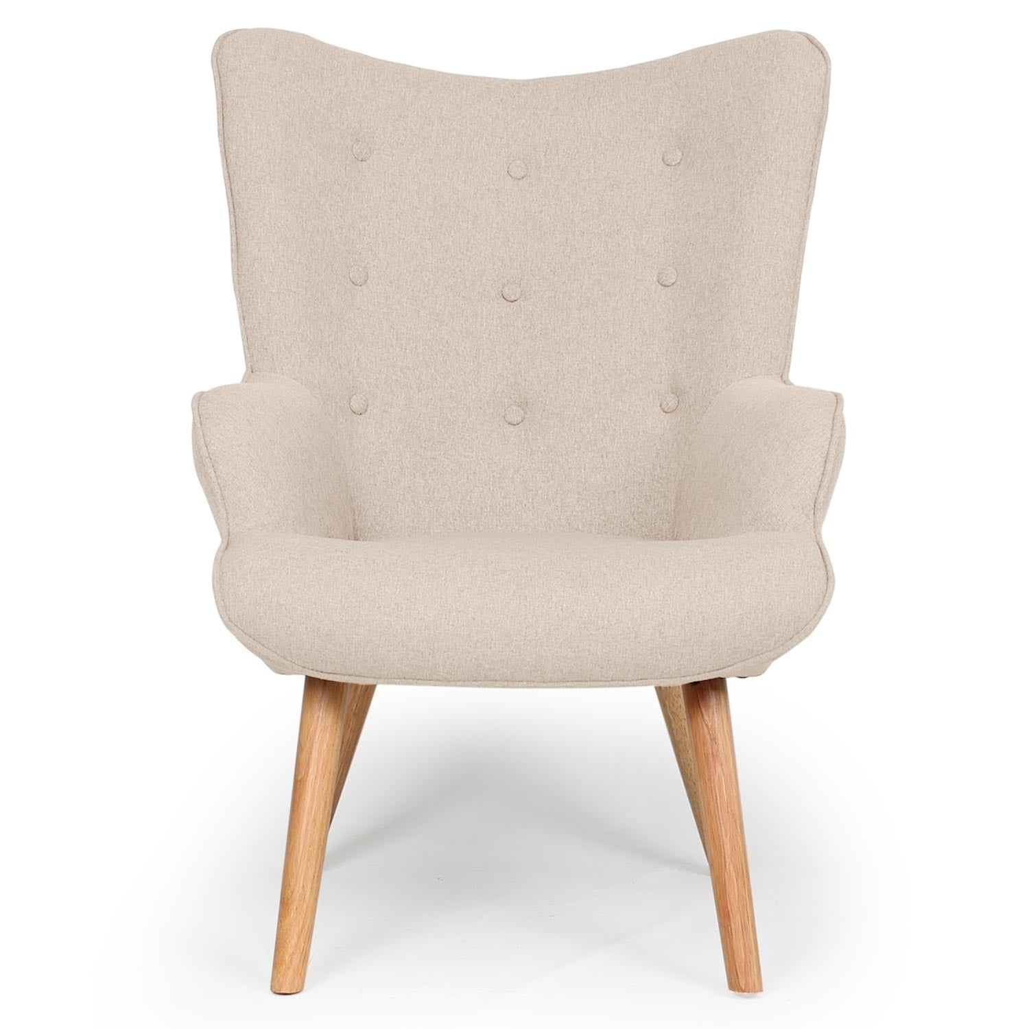 Fauteuil scandinave Tissu Beige de face