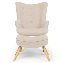 Fauteuil scandinave + pouf Lylou Tissu Beige de face
