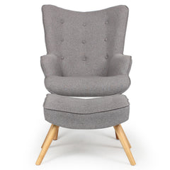 Fauteuil scandinave + pouf Lylou Tissu Gris clair
