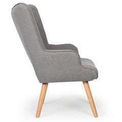 Fauteuil scandinave pieds en bois Lylou Tissu Gris clair