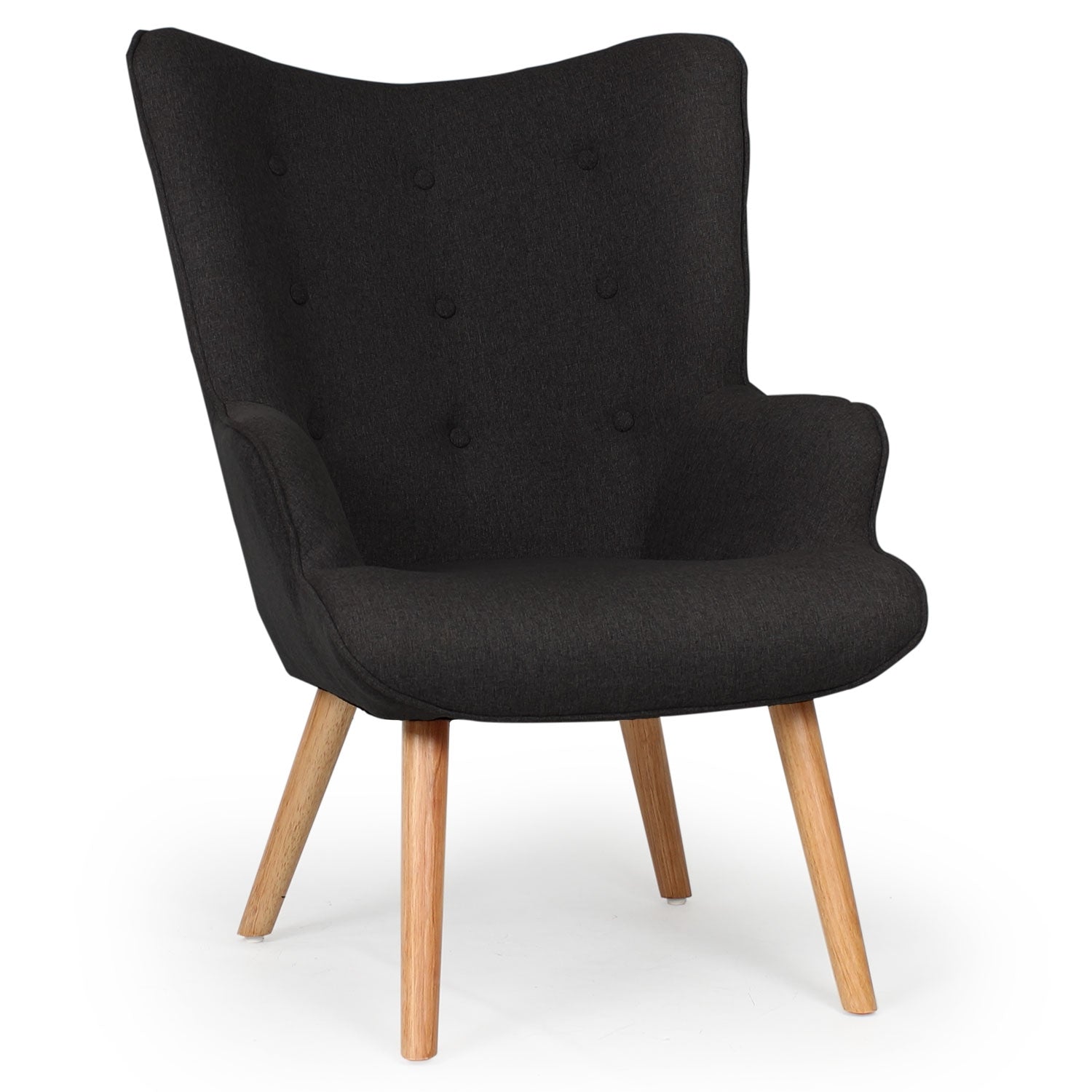 Fauteuil scandinave Lylou Tissu Noir en biais