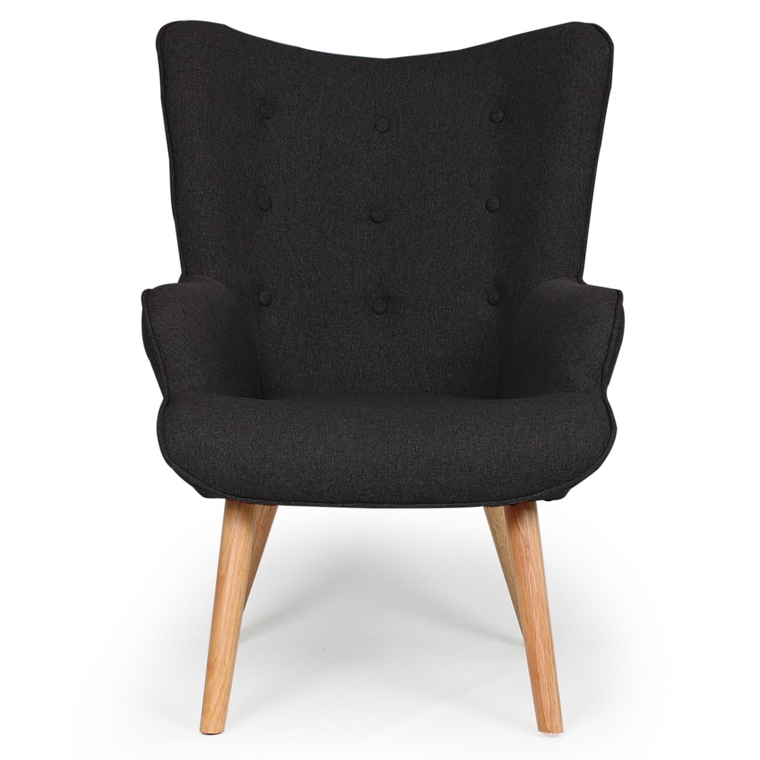 Fauteuil scandinave Lylou Tissu Noir de face