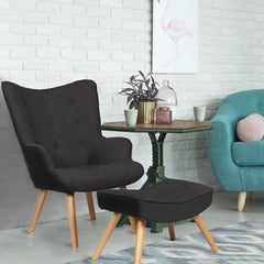 Fauteuil scandinave Lylou Tissu Noir de face