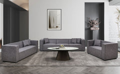 Fauteuil Bibe en tissu effet peau gris vintage