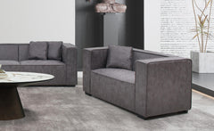 Fauteuil Bibe en tissu effet peau gris vintage