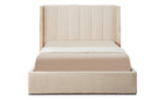 Lit double avec sommier relevable Baccar 140x190cm tissu bouclette crème