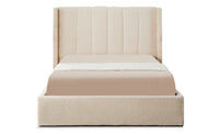 Lit double avec sommier relevable Baccar 140x190cm tissu bouclette crème