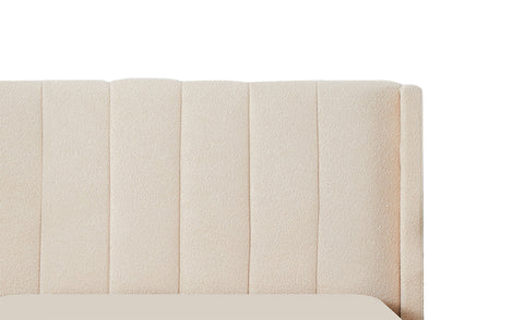 Lit double avec sommier Baccar relevable 160x200 cm tissu bouclette crème