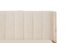 Lit double avec sommier relevable Baccar 140x190cm tissu bouclette crème