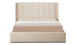 Lit double avec sommier Baccar relevable 160x200 cm tissu bouclette crème