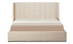 Lit double avec sommier relevable Baccar 180x200 cm tissu bouclette crème