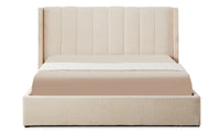 Lit double avec sommier relevable Baccar 180x200 cm tissu bouclette crème