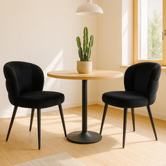 Lot de 2 chaises matelassées Codac en velours noir