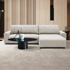 Canapé d'angle convertible élégant Malone Tissu Beige
