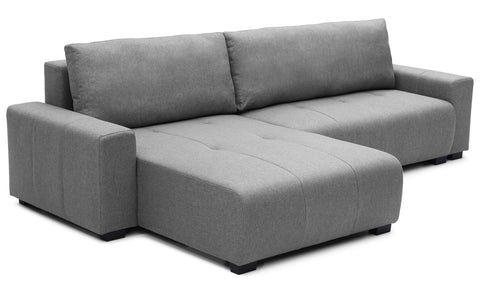 Sofá esquinero convertible Chybel de tela gris