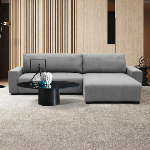 Sofá esquinero convertible Chybel de tela gris