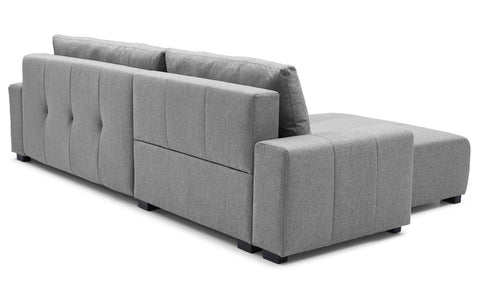 Sofá esquinero convertible Chybel de tela gris