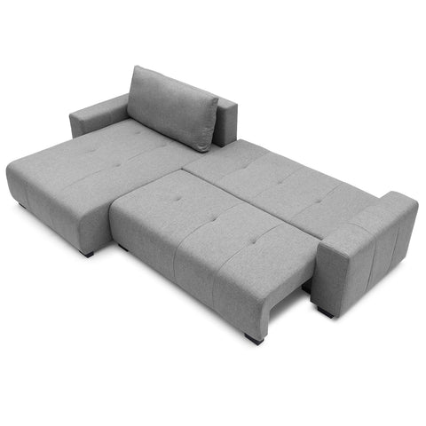 Sofá esquinero convertible Chybel de tela gris