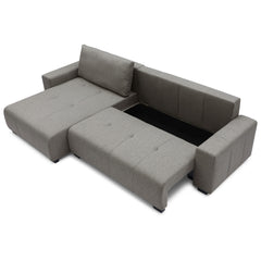 Canapé d'angle convertible Chybel tissu gris taupe