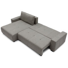 Canapé d'angle convertible Chybel tissu gris taupe