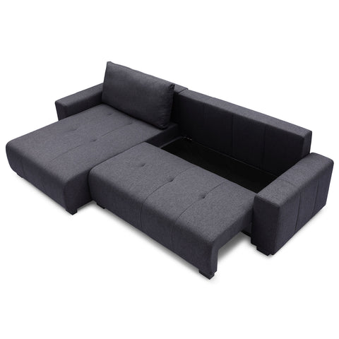 Canapé d'angle convertible Chybel tissu noir