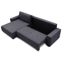Canapé d'angle convertible Chybel tissu noir