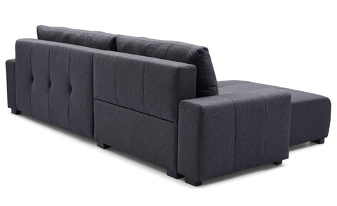 Canapé d'angle convertible Chybel tissu noir