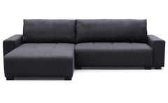Canapé d'angle convertible Chybel tissu noir