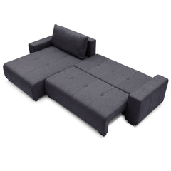 Canapé d'angle convertible Chybel tissu noir