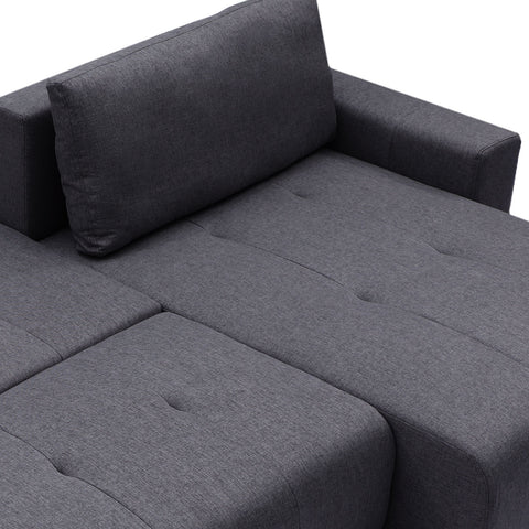Canapé d'angle convertible Chybel tissu noir